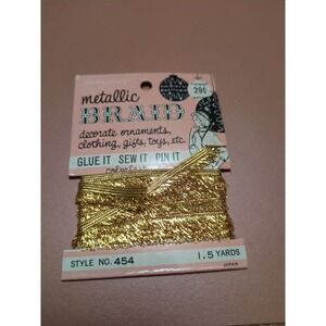 Vintage New Old Stock Modern Miltex Metallic Braid  1.5 yards Style No. 454